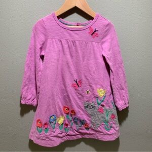 Mini Boden // Flutter appliqué dress with Cat & flowers -2-3 years - Purple